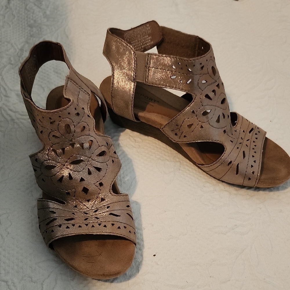 Rockport Bronze Cutout Sandals